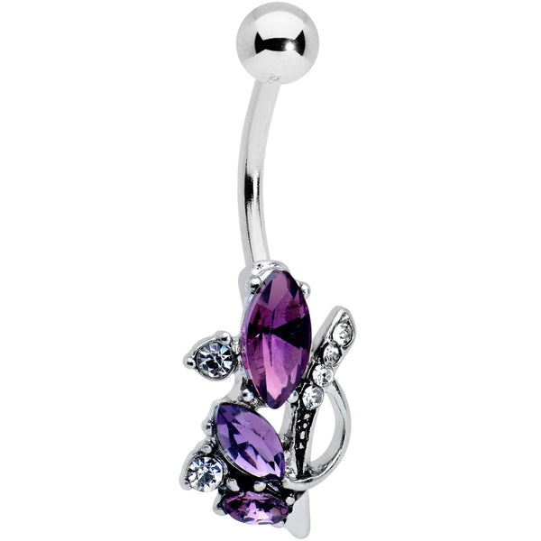 Clear Purple Gem Abstract Elegance Belly Ring