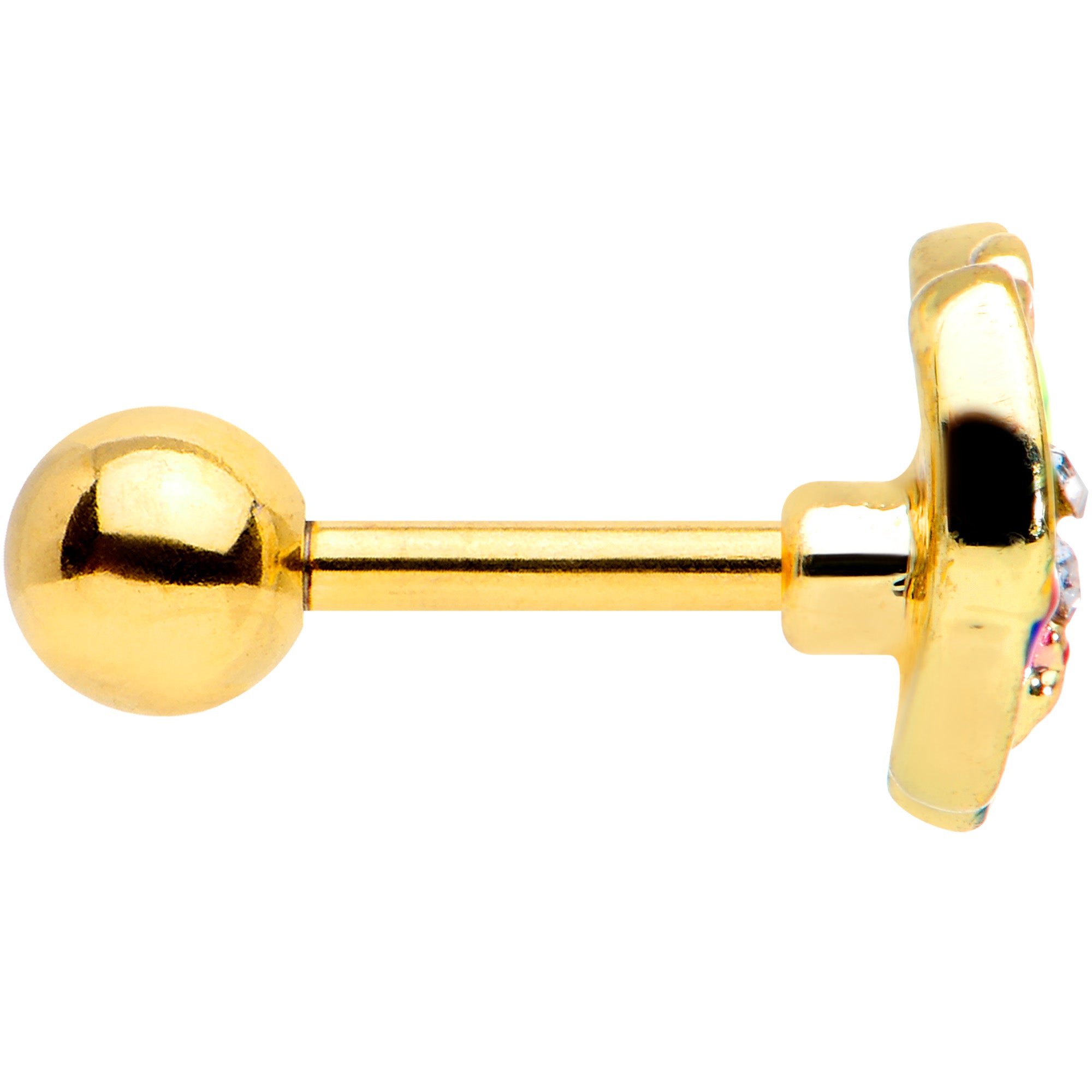 16G 1/4 Clear Gem Gold Tone Bright Butterfly Cartilage Tragus