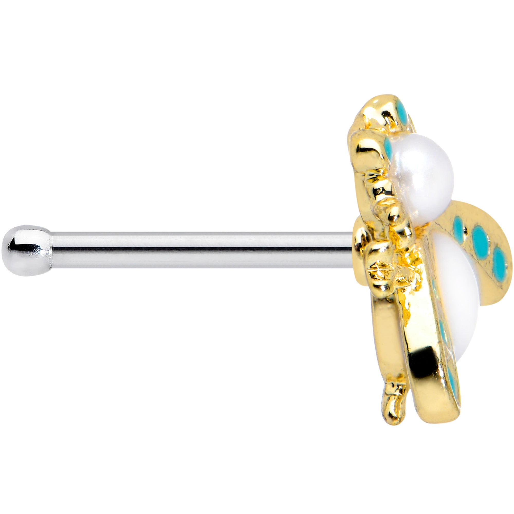 20G 1/4 White Gem Snow Bug Nose Bone