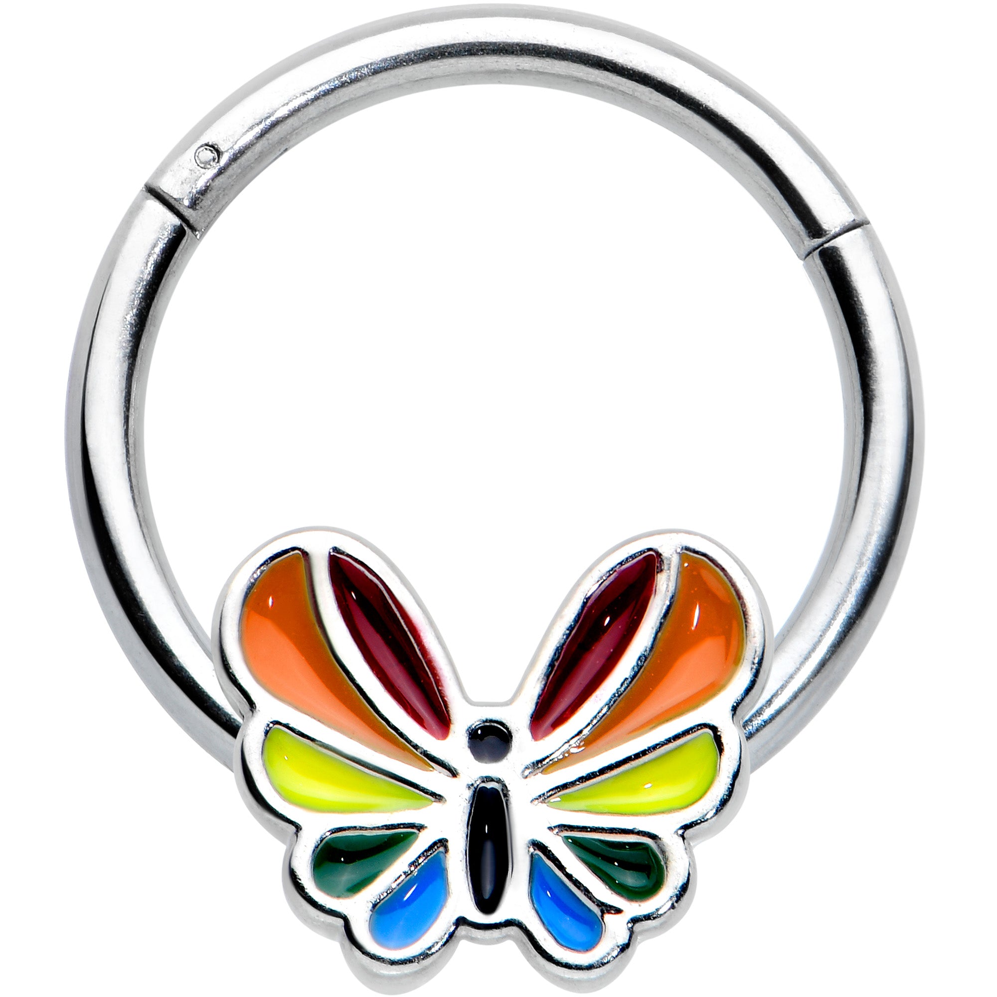 16 Gauge 3/8 Pride Rainbow Stripes Butterfly Hinged Segment Ring