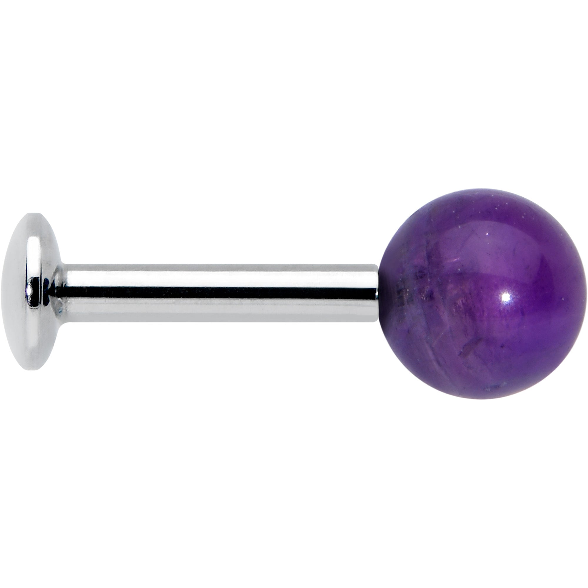 16G 1/4 Elegant Purple Amethyst Internal Threaded Labret Tragus