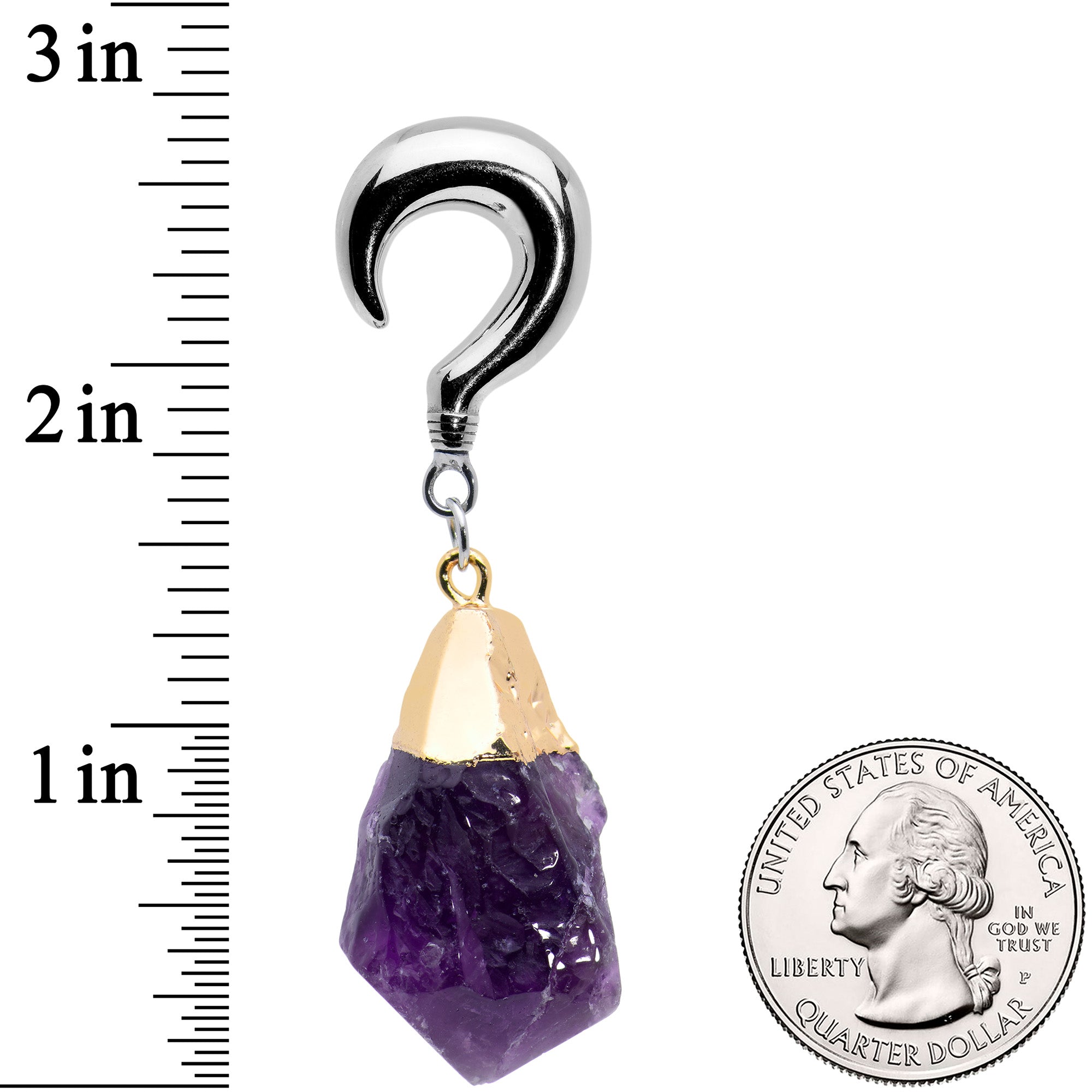 2G Purple Stone Point Curved Taper Ear Weights