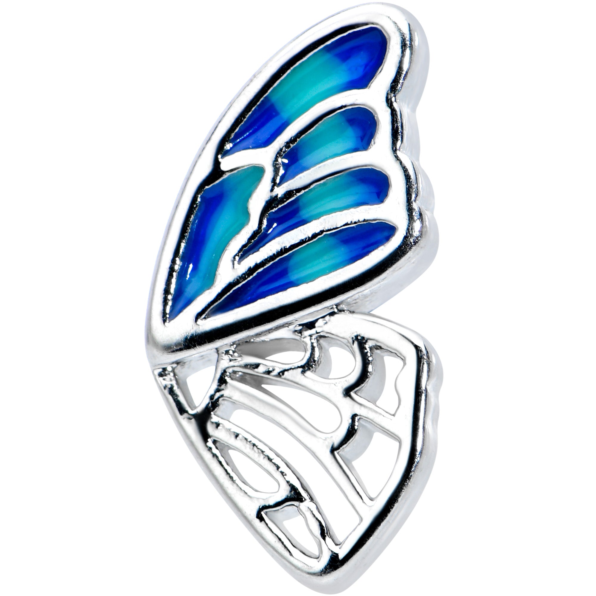 16G 1/4 Simple Blue Butterfly Wing Cartilage Tragus Earring