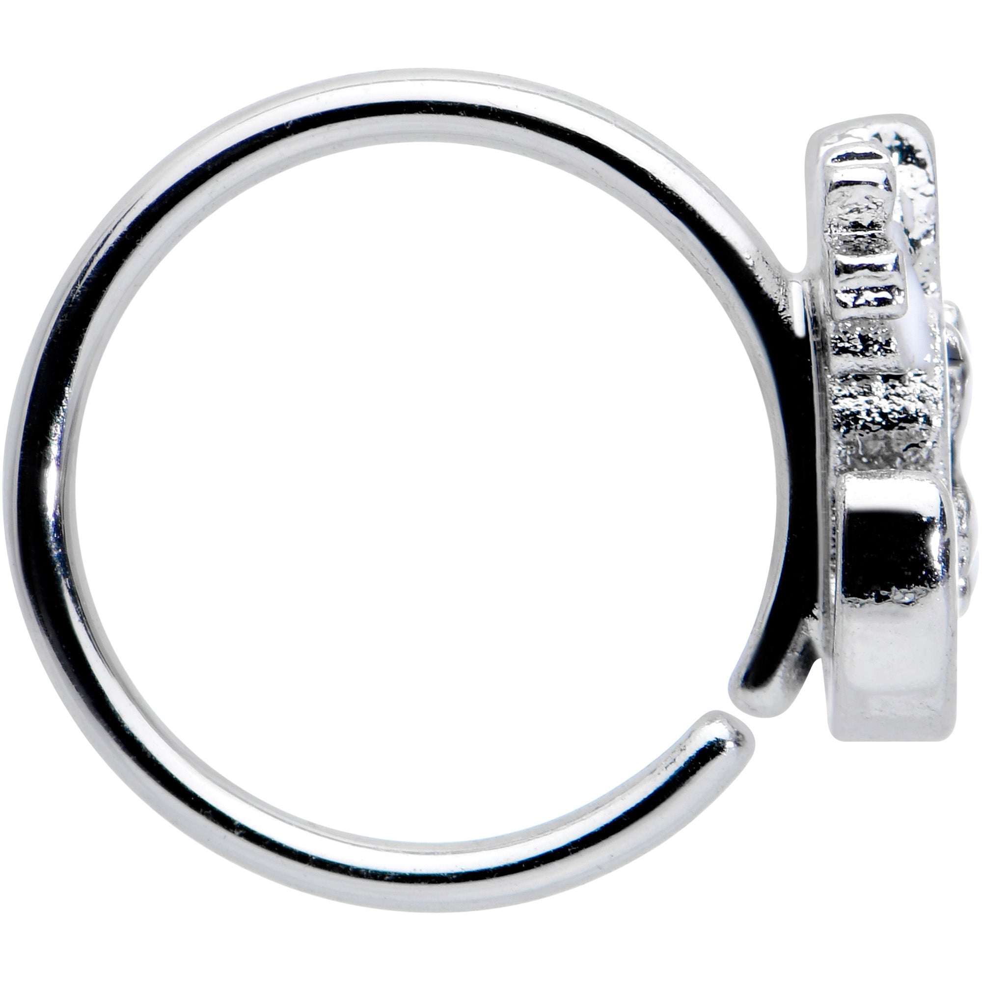 20G 5/16 Pink Gem Black Cat White Flowers Nose Hoop