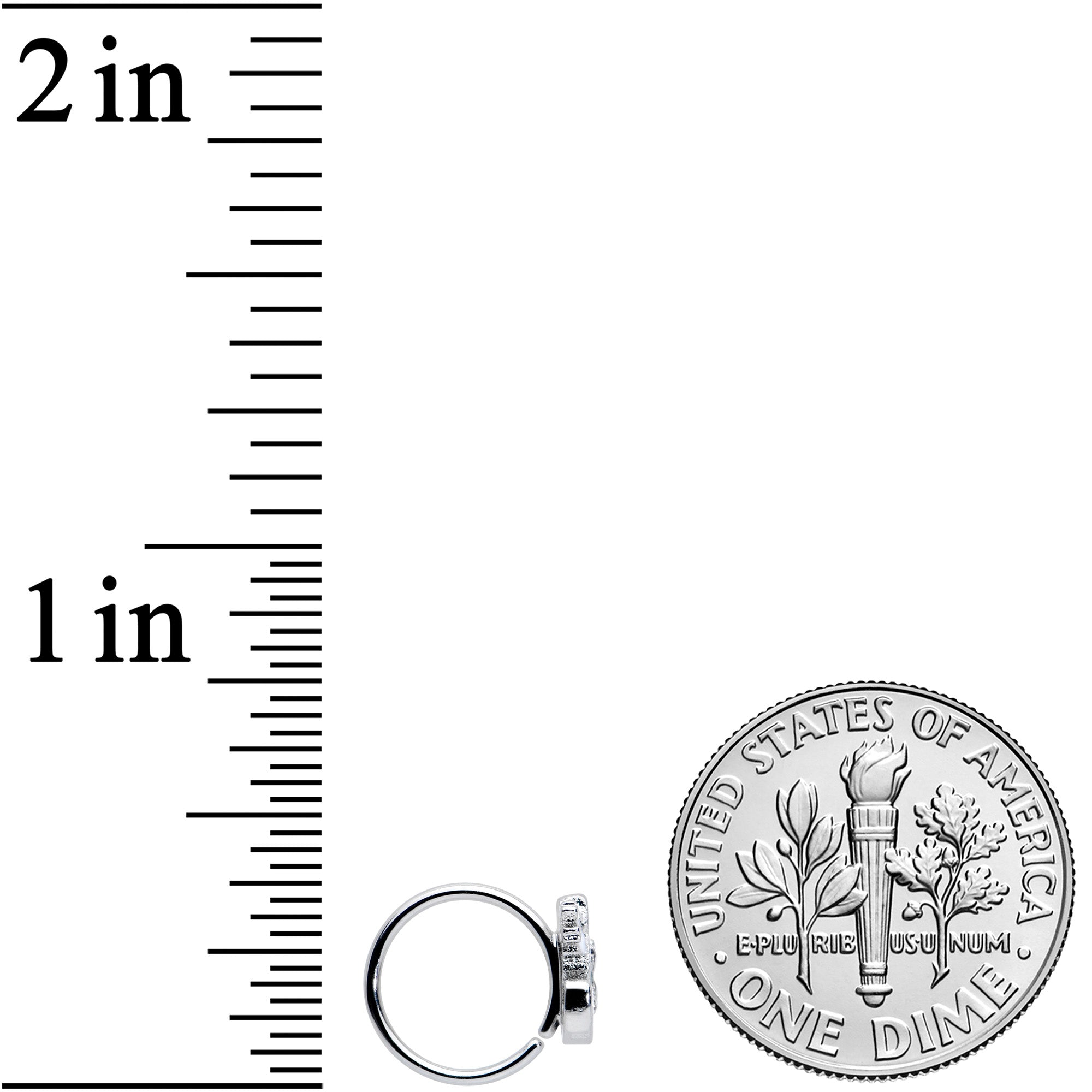 20G 5/16 Pink Gem Black Cat White Flowers Nose Hoop