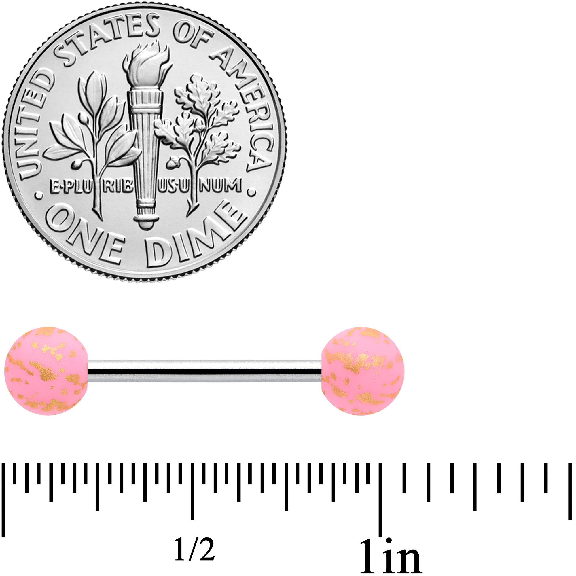 Matte Pink Splatter Pattern Barbell Tongue Ring