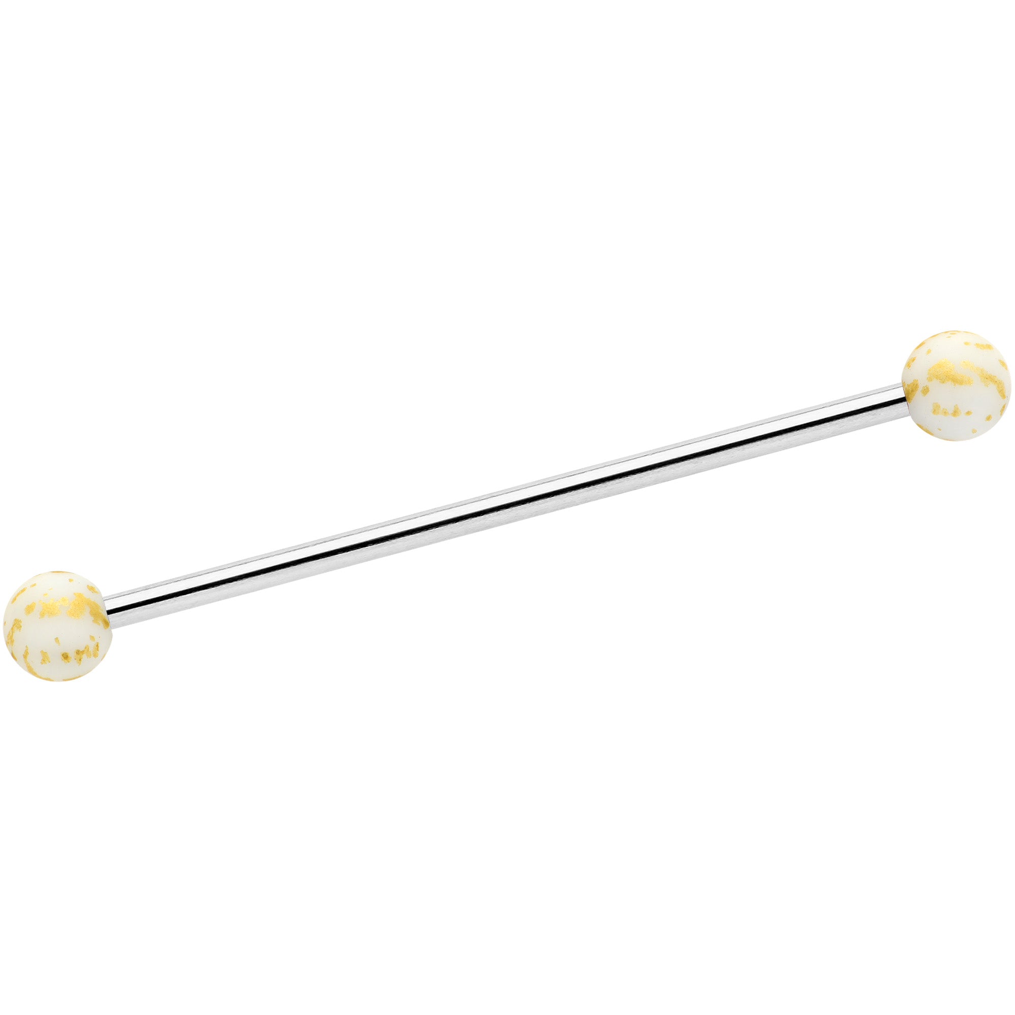 14G Matte White Splatter Pattern Ends Industrial Barbell 38mm
