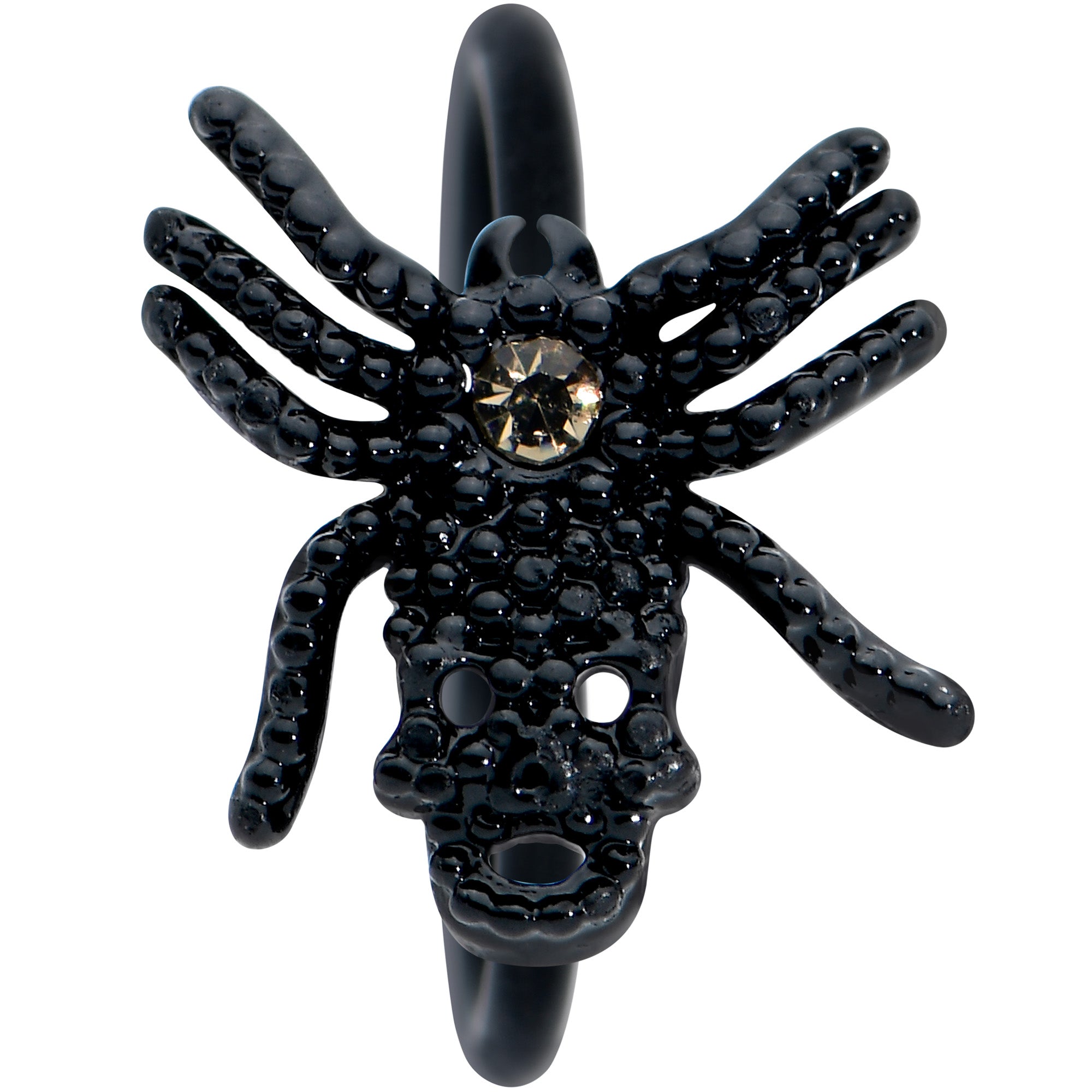 20G 5/16 Yellow Gem Black Nubbly Spider Halloween Nose Hoop