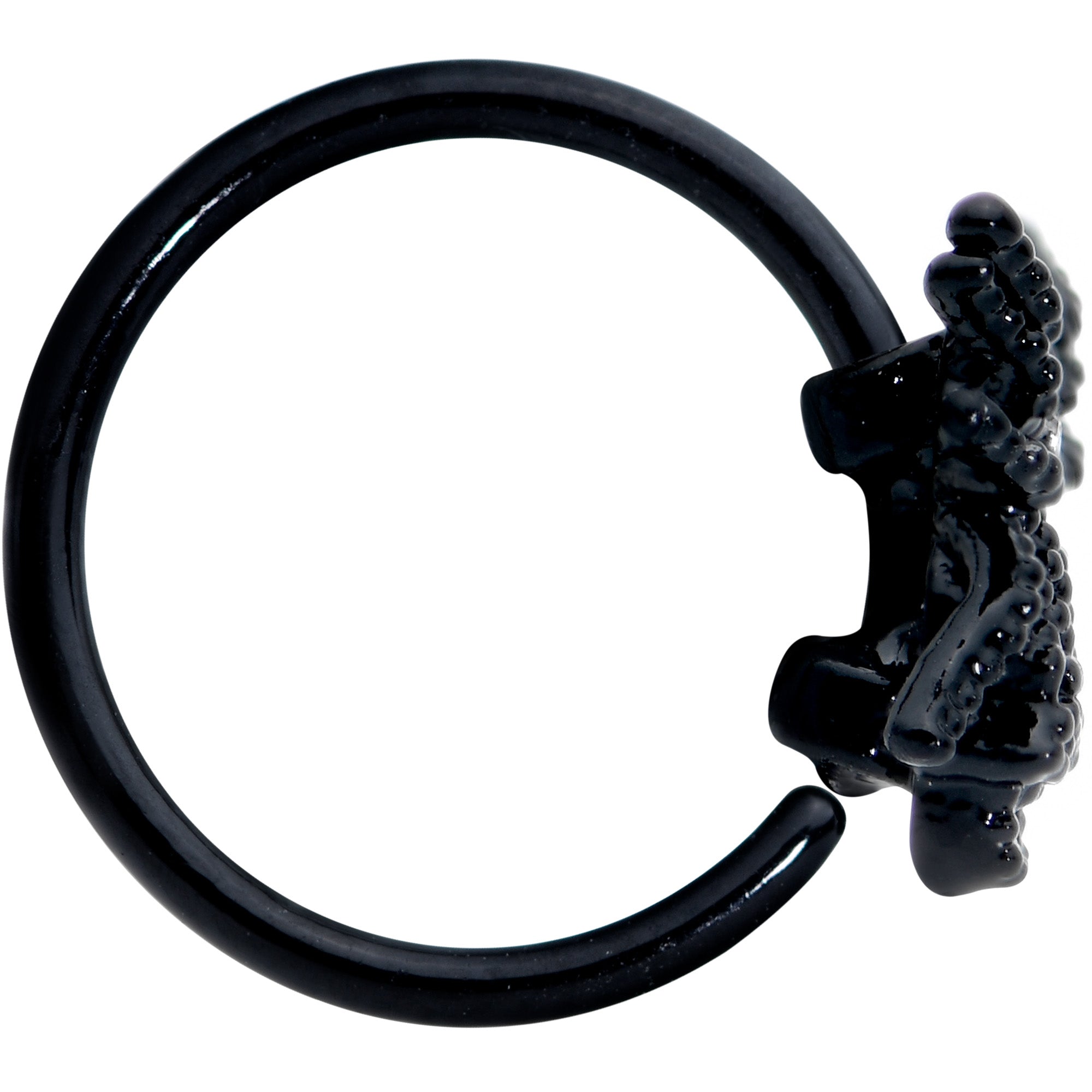 20G 5/16 Yellow Gem Black Nubbly Spider Halloween Nose Hoop