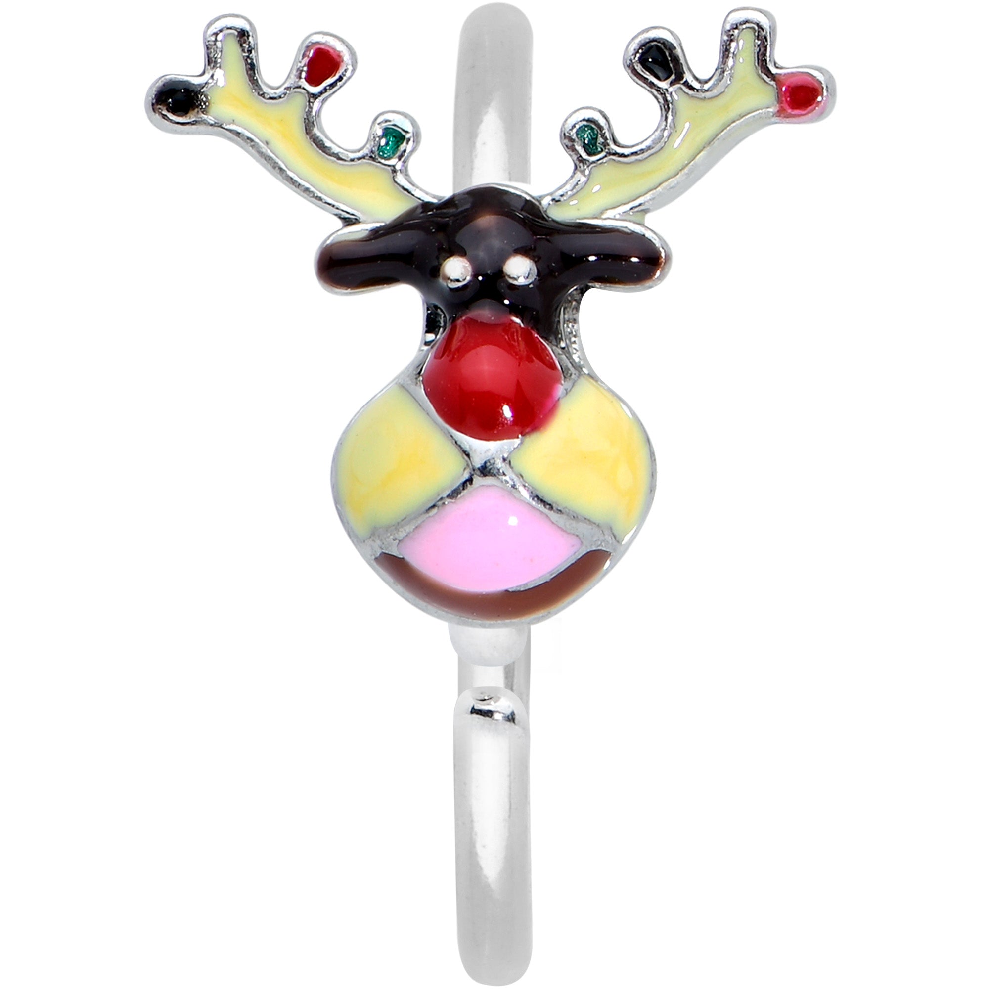 20 Gauge 5/16 Colorful Reindeer Christmas Nose Hoop