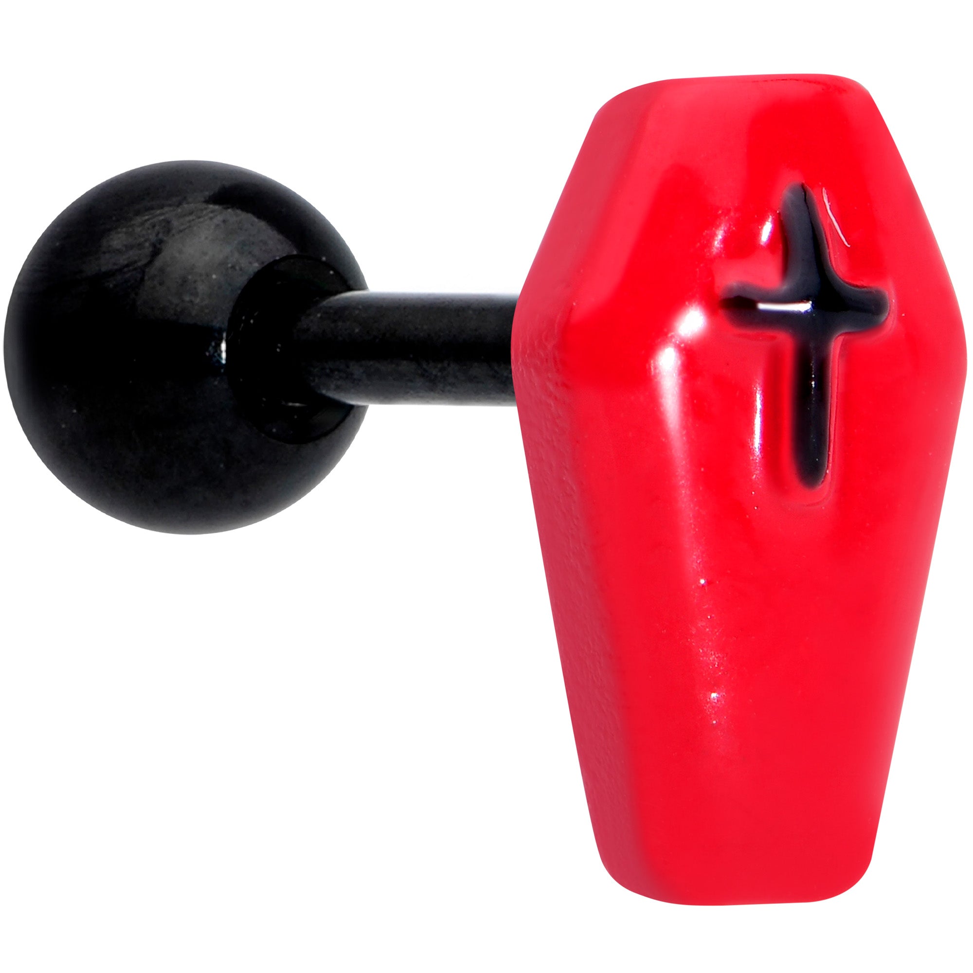 16G 1/4 Black Red Coffin Halloween Cartilage Tragus Earring