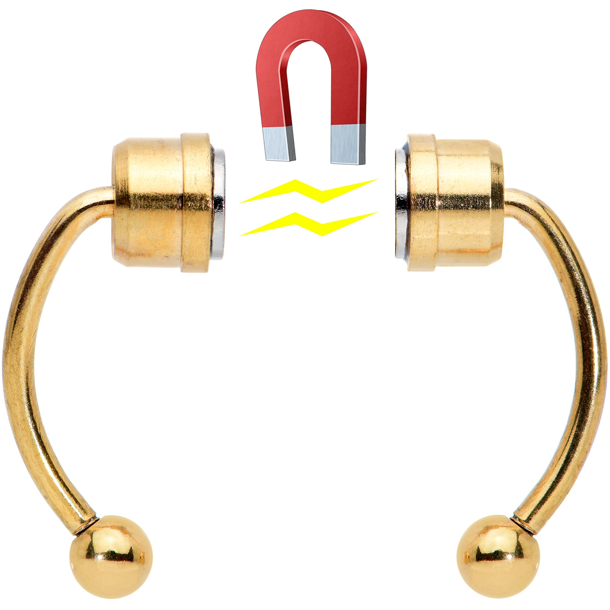 Gold Tone Magnetic Septum Ring Horseshoe Non-Pierced Fake Nose Ring