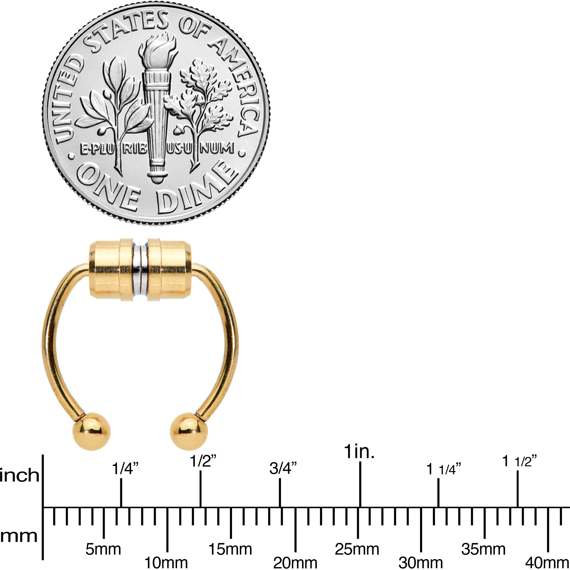 Gold Tone Magnetic Septum Ring Horseshoe Non-Pierced Fake Nose Ring
