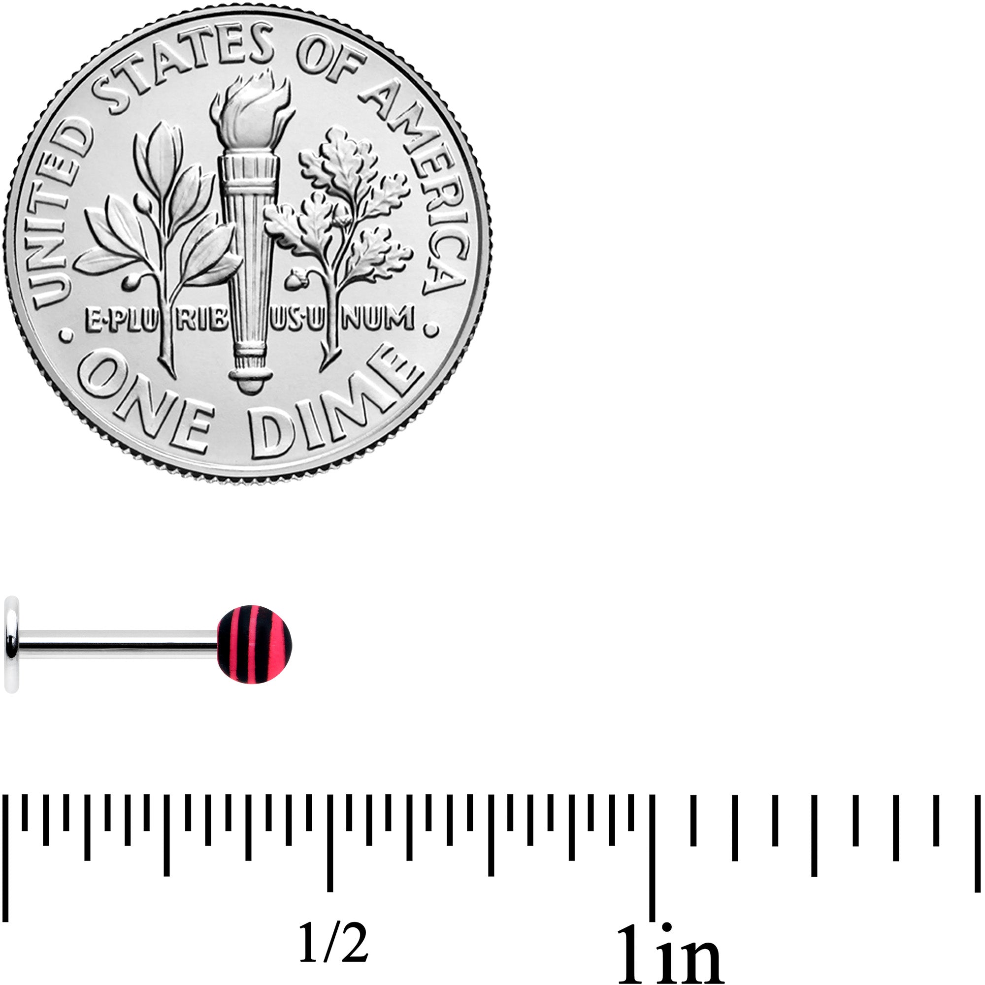 16G 5/16 Matte Pink Zebra Stripe Labret Monroe Tragus