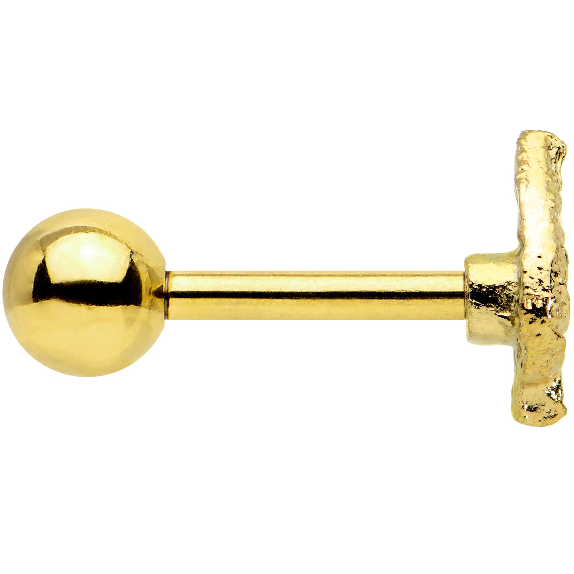 16G 1/4 Gold Tone Autumn Textured Leaf Cartilage Tragus Earring