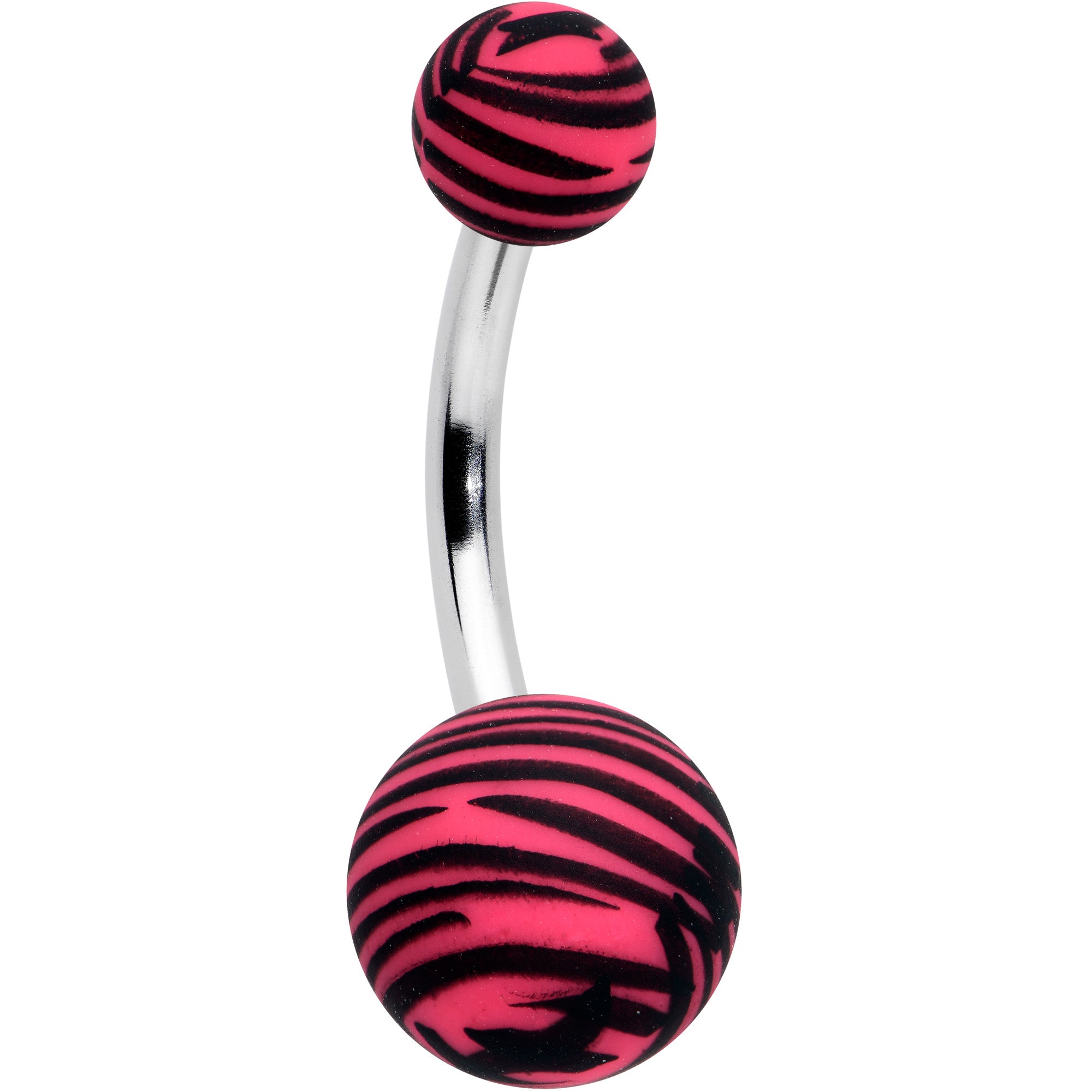 Matte Pink Zebra Stripe Belly Ring