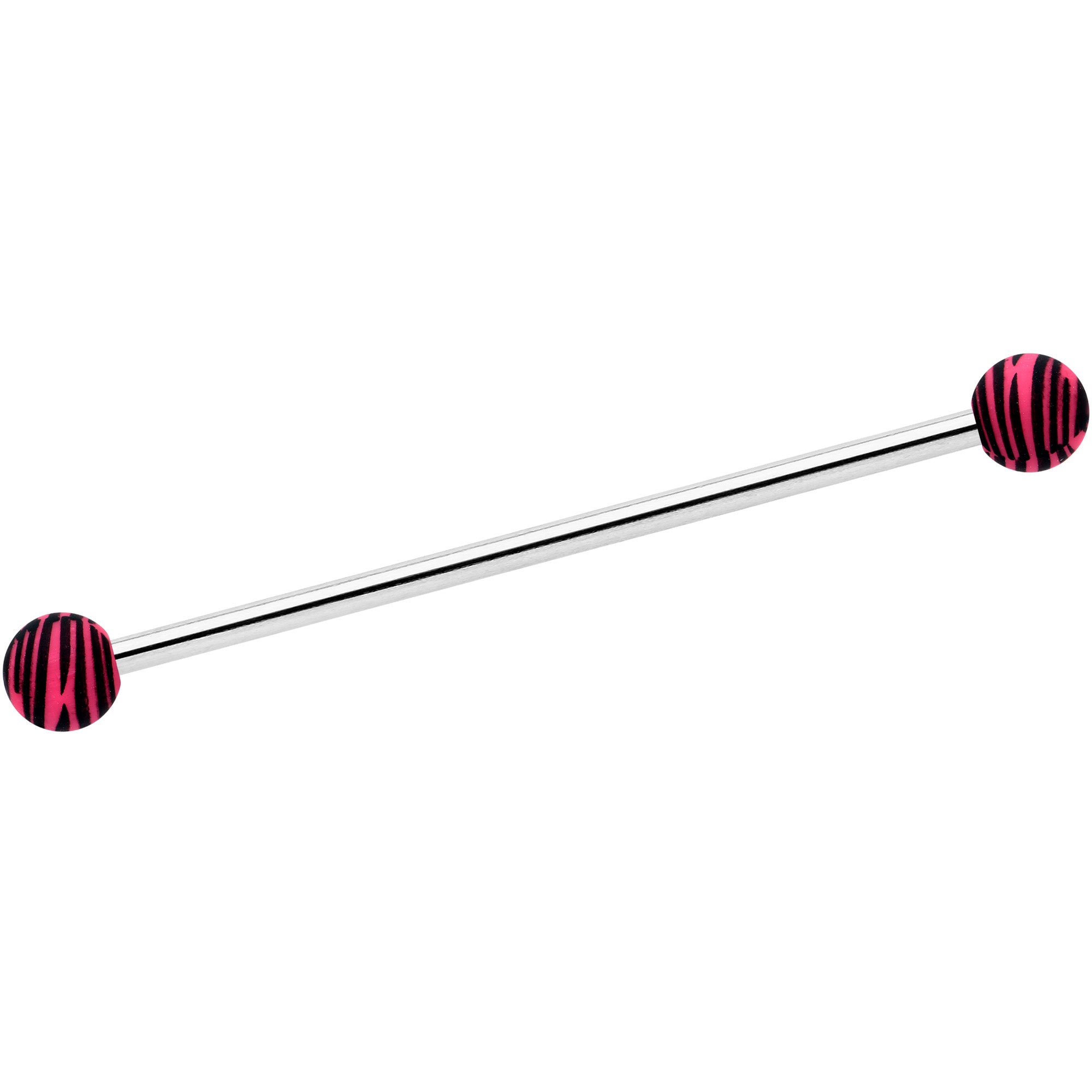14G Matte Pink Zebra Stripe Industrial Barbell 38mm