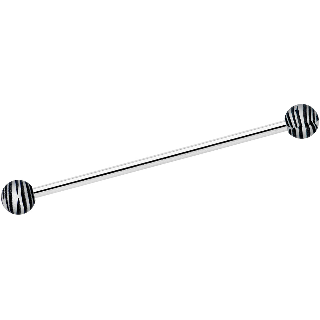 14G Matte Black Zebra Stripe Industrial Barbell 38mm