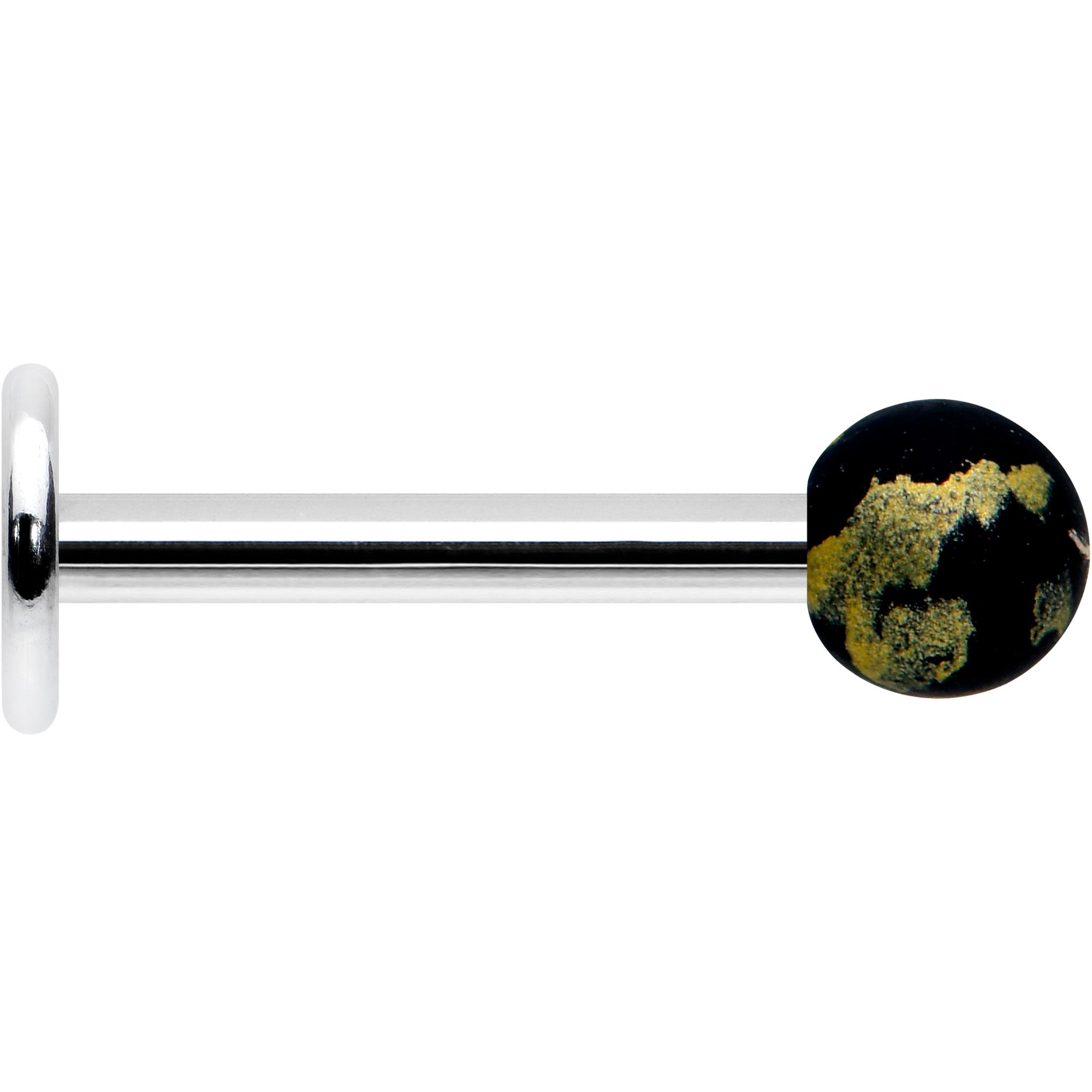 16G 5/16 Matte Black Splatter Pattern Labret Monroe Tragus