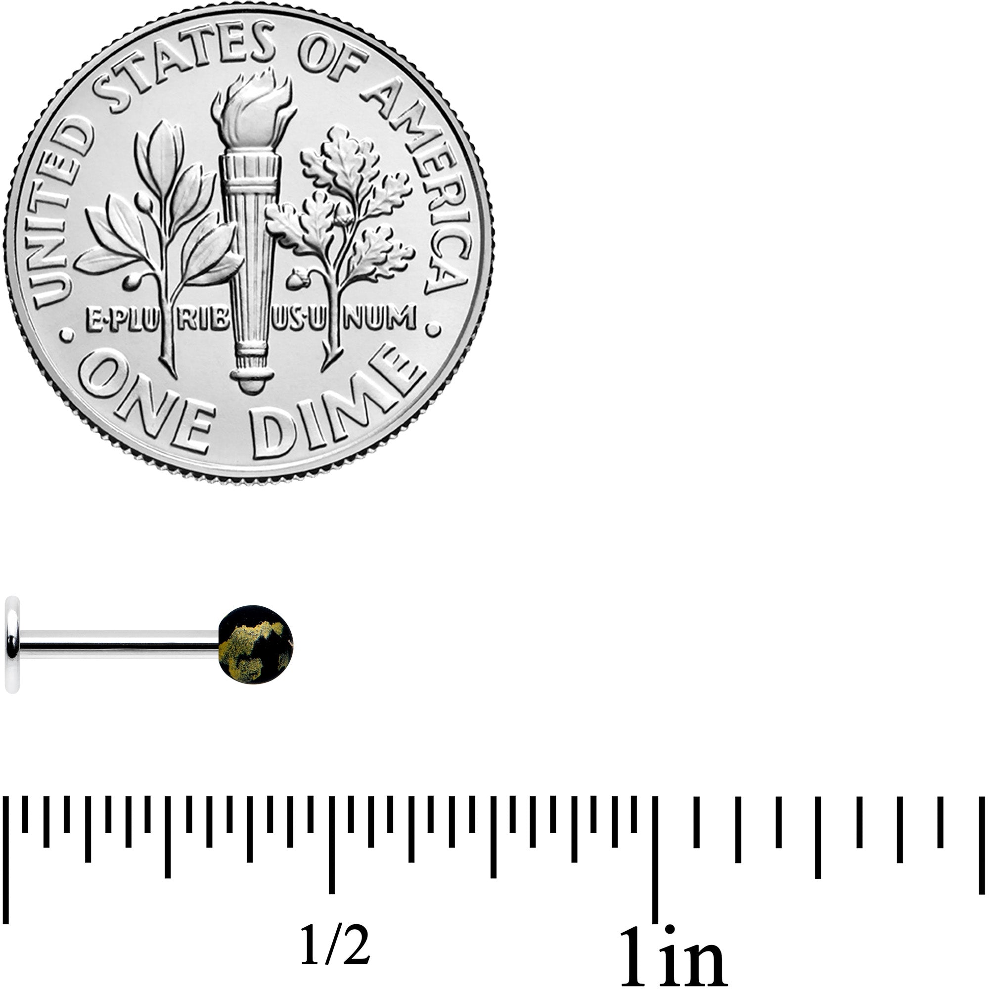 16G 5/16 Matte Black Splatter Pattern Labret Monroe Tragus