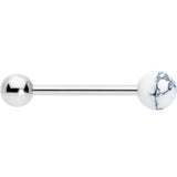 White Howlite Stone Top End Barbell Tongue Ring