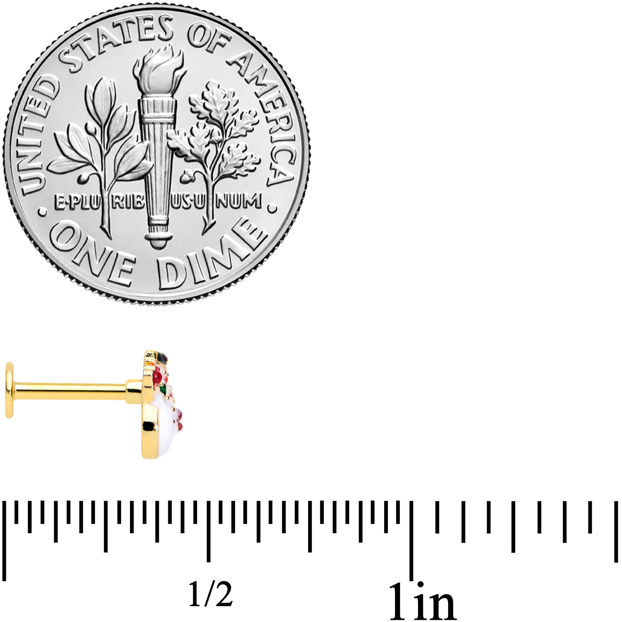 16G 5/16 Gold Tone Waving Snowman Christmas Labret Monroe Tragus