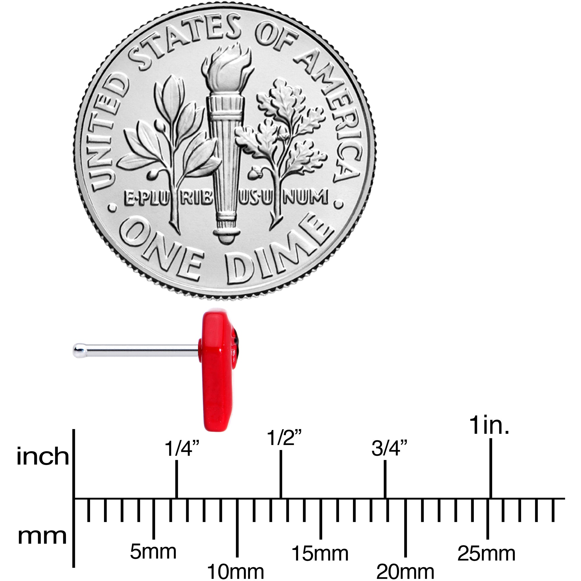 20G 1/4 Black Cross Red Coffin Halloween Nose Bone