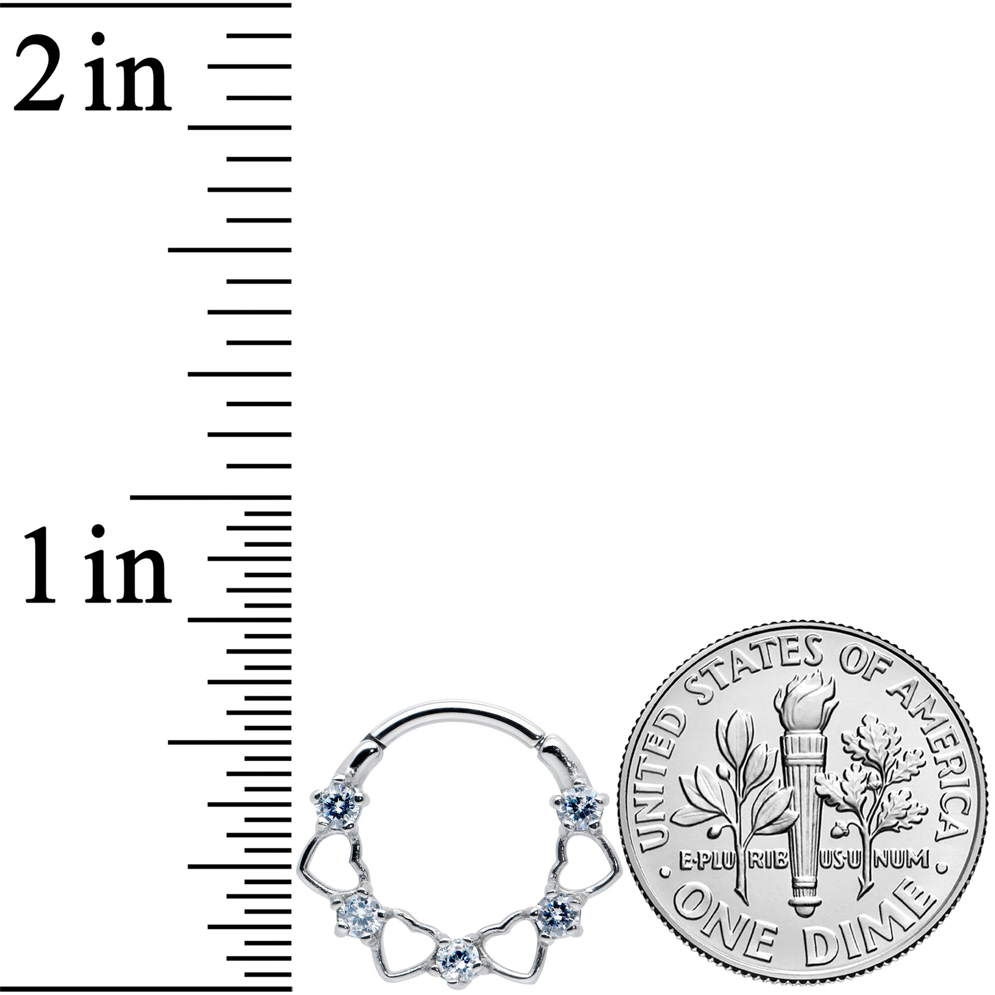 16G 3/8 Clear CZ Gem Open Heart Valentines Cartilage Clicker