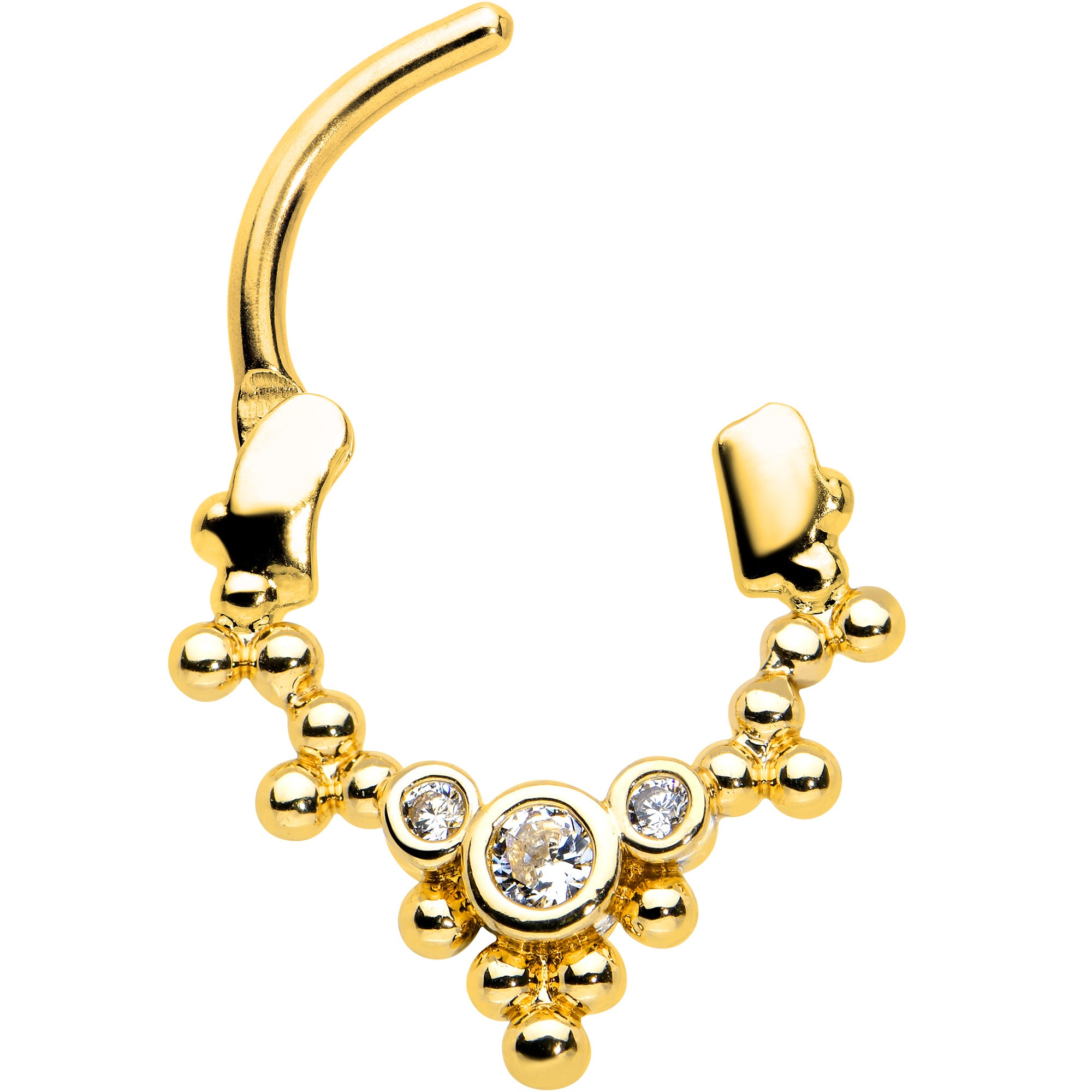 16G 5/16 Clear CZ Gem Gold Tone Princess Cartilage Clicker