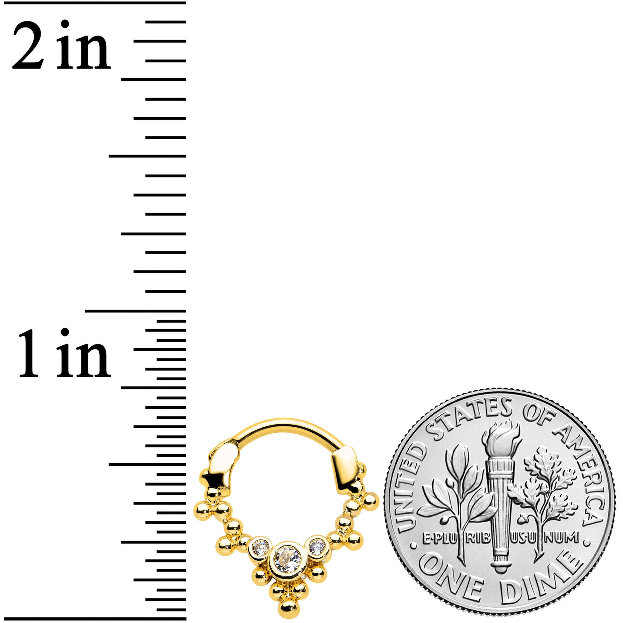 16G 5/16 Clear CZ Gem Gold Tone Princess Cartilage Clicker