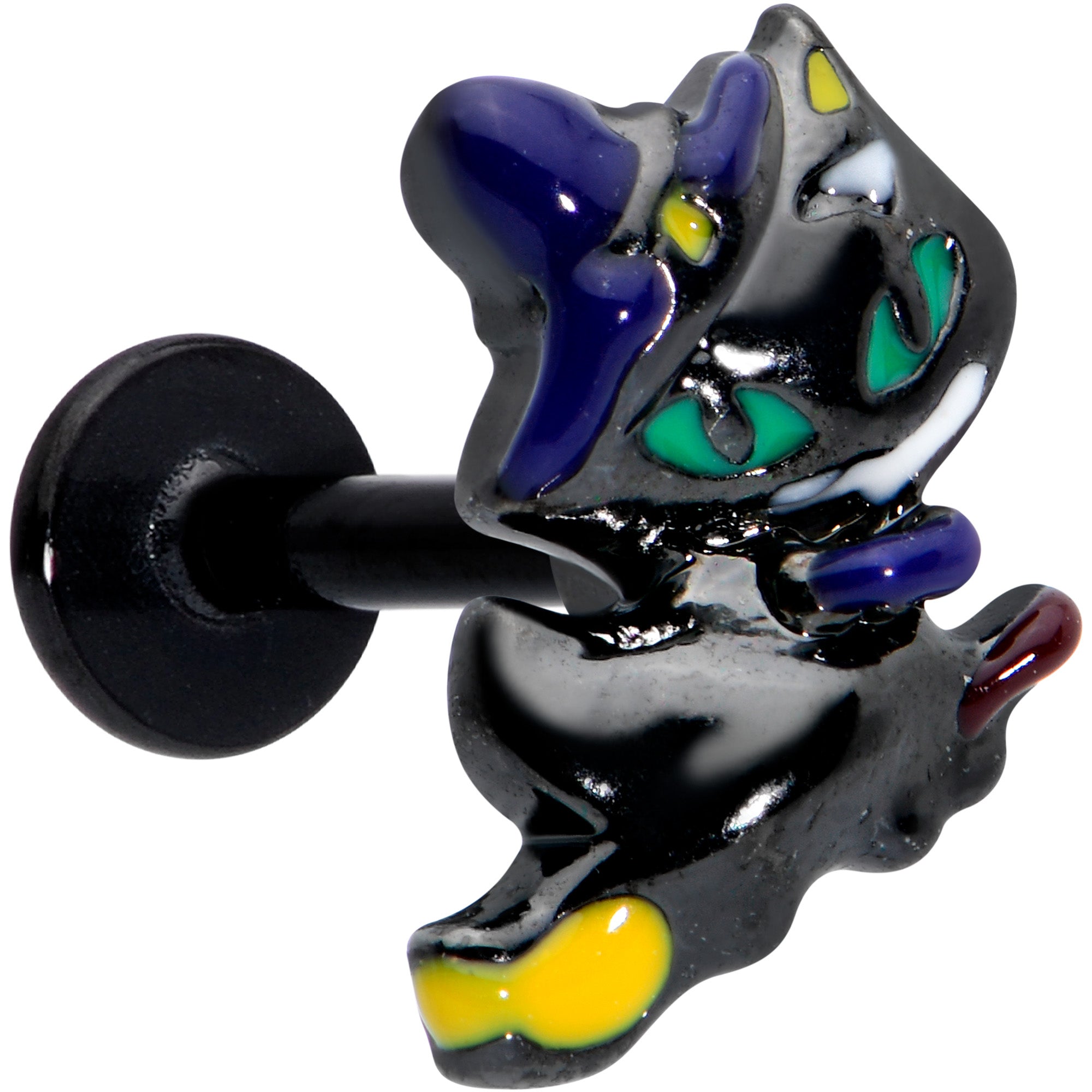 16G 5/16 Black Witch Cat Halloween Labret Monroe Tragus