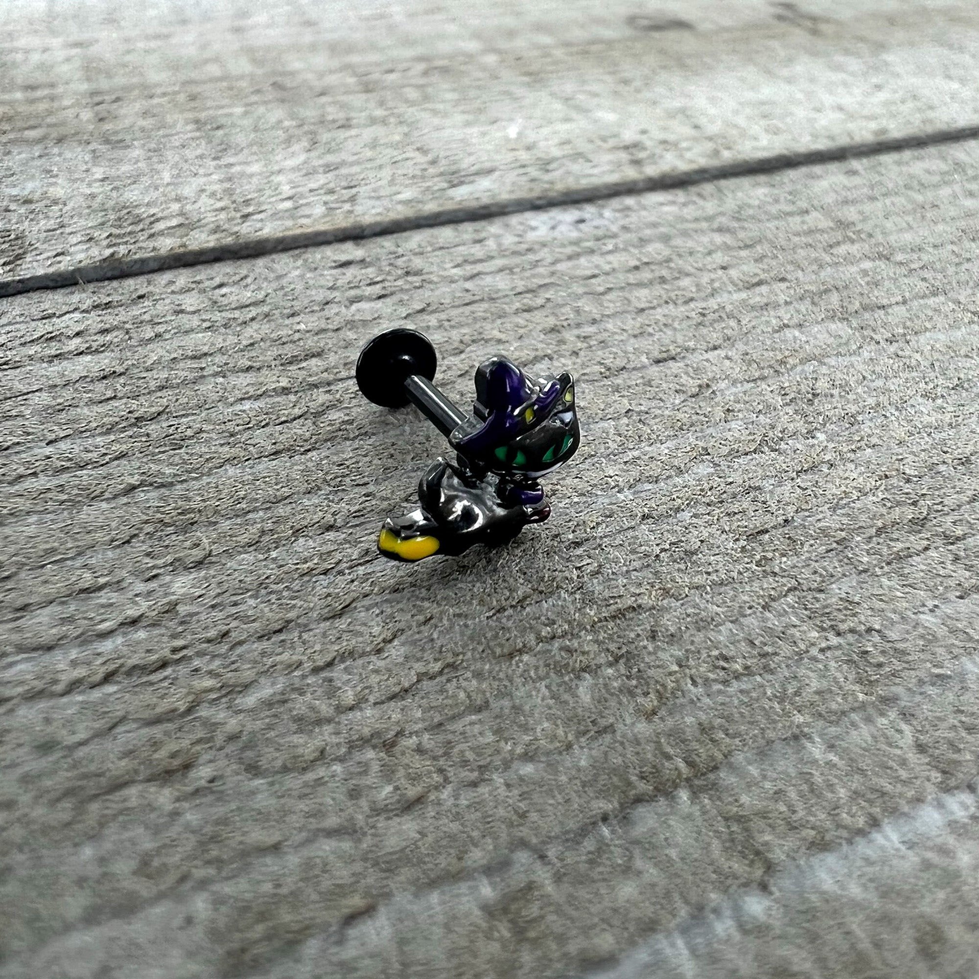 16G 5/16 Black Witch Cat Halloween Labret Monroe Tragus