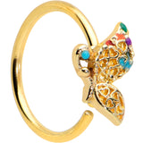 20 Gauge 5/16 Gold Tone Colorful Hearts Butterfly Nose Hoop