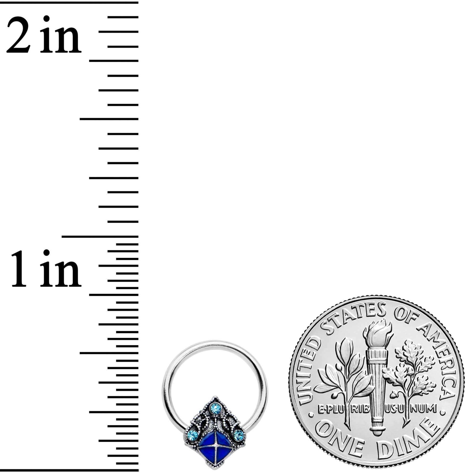 16 Gauge 3/8 Blue Gem Rococo Blue BCR Captive Ring