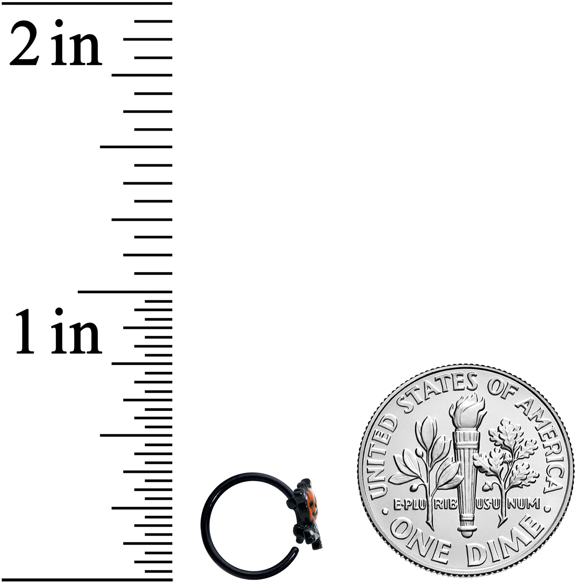 20G 5/16 Black Dancing Skeleton Pumpkin Halloween Nose Hoop