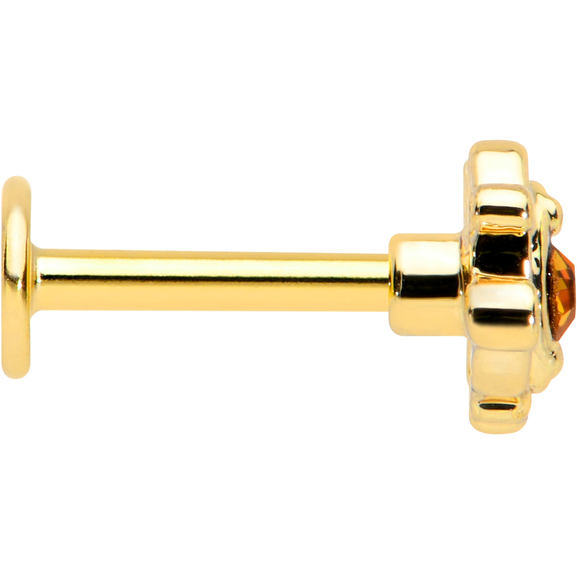 16G 1/4 Yellow Gem Gold Tone Duet Scroll Labret Monroe Tragus