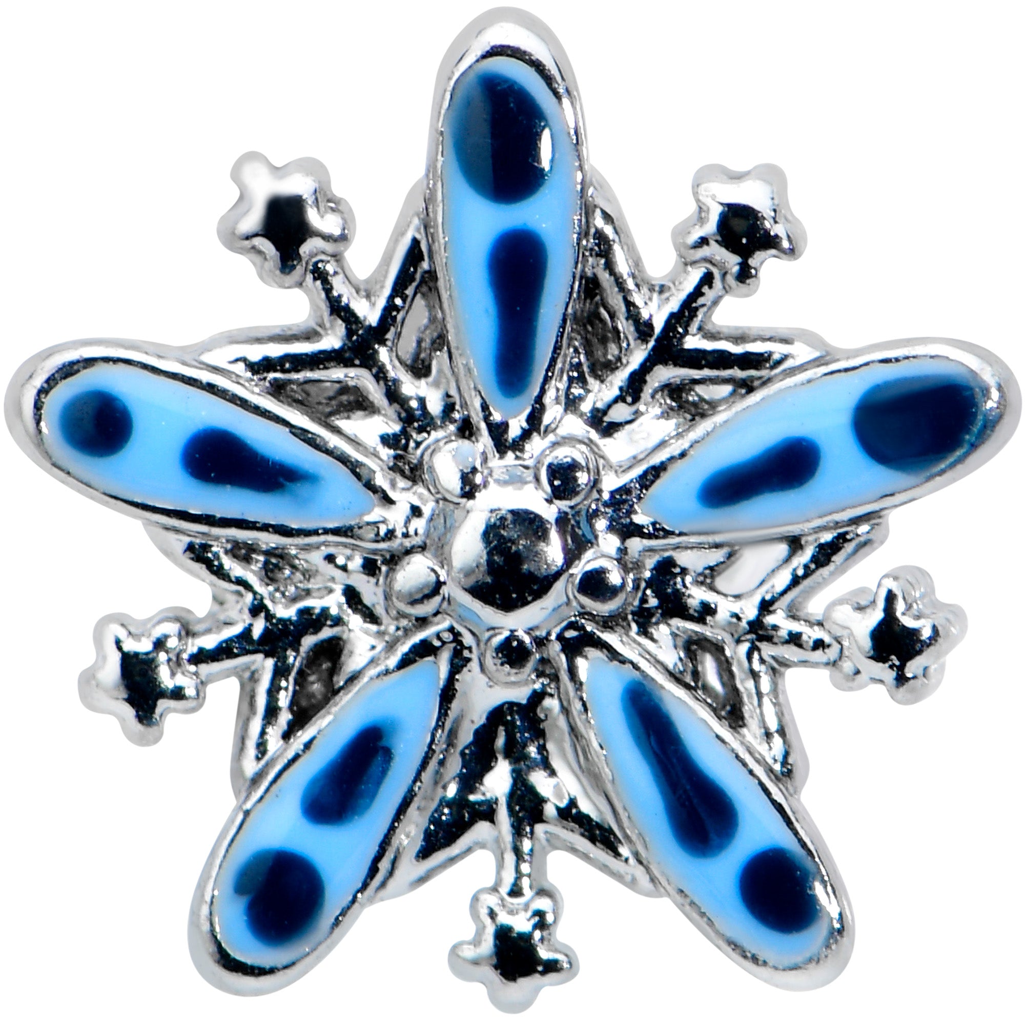 20G 7.5mm Snowflake Blues Christmas Nose Bone
