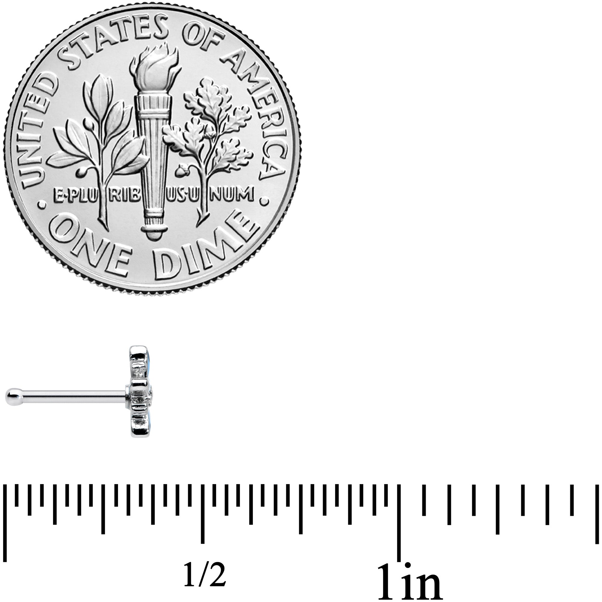 20G 7.5mm Snowflake Blues Christmas Nose Bone