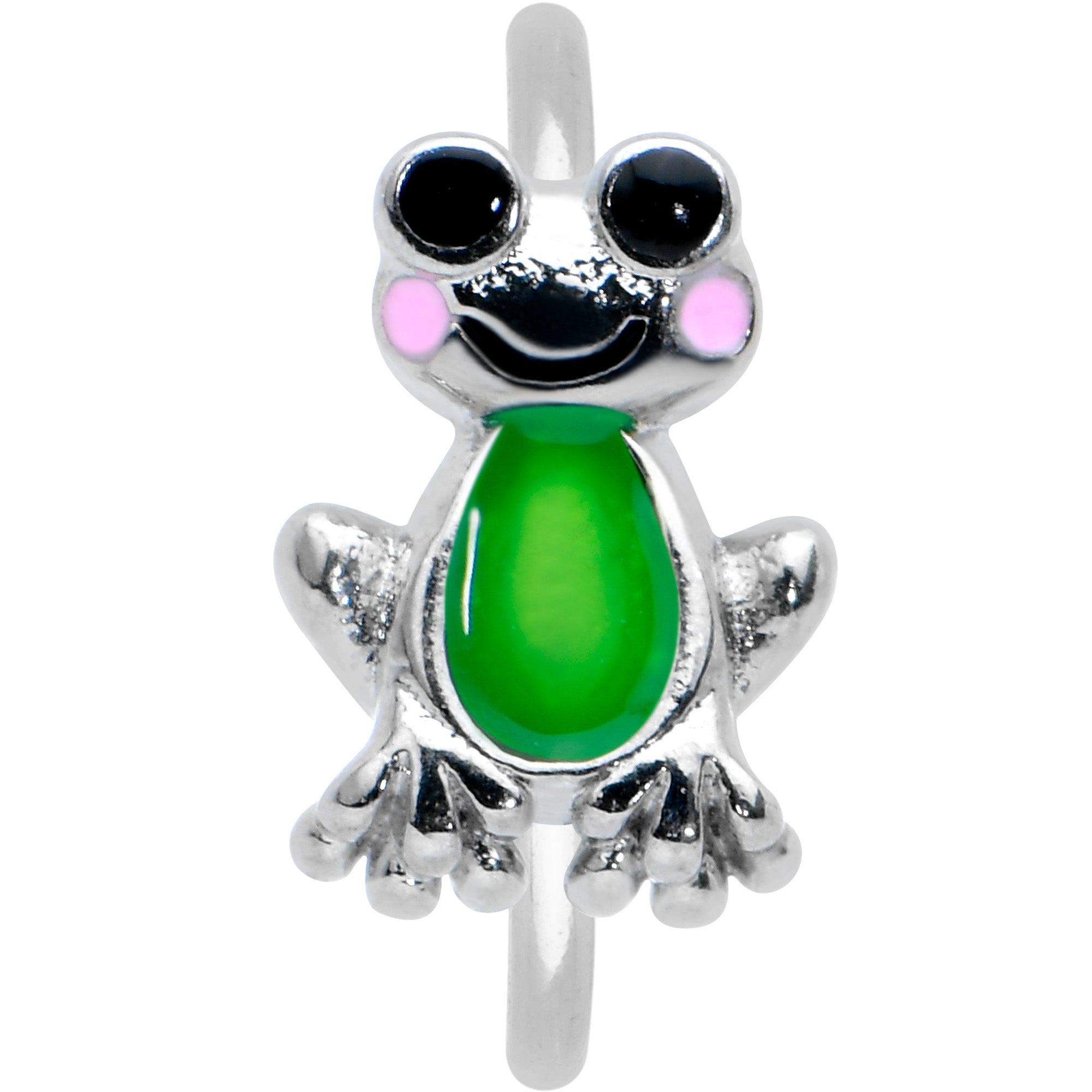 20 Gauge 5/16 Light Green Groovy Frog Nose Hoop