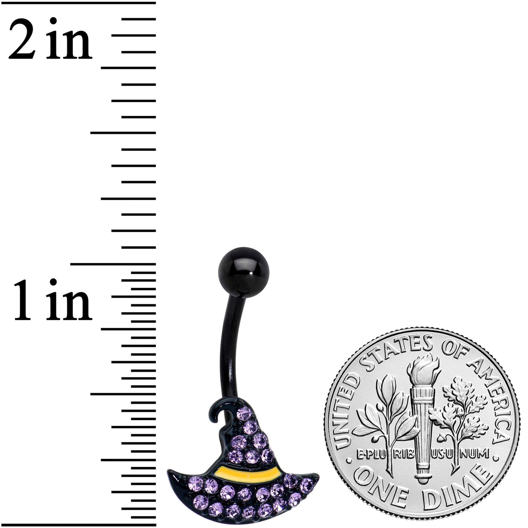 Clear Gem Black Witch Hat Halloween Belly Ring
