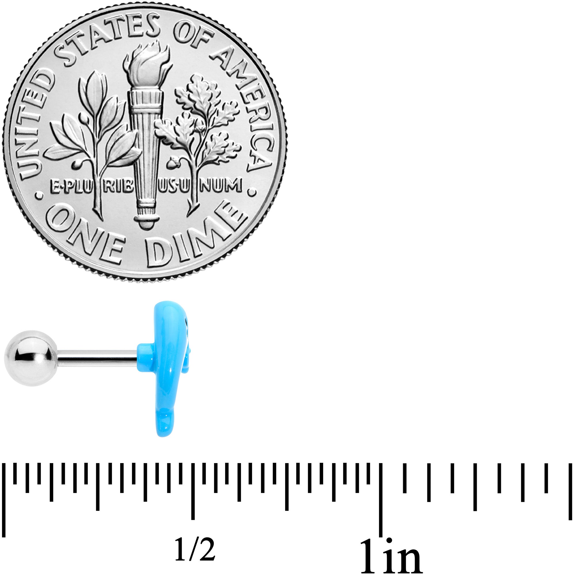 16G 1/4 Eyelash Blue Whale Flower Cartilage Tragus Earring