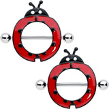 14 Gauge 11/16 Happy Red Ladybug Nipple Shield Set
