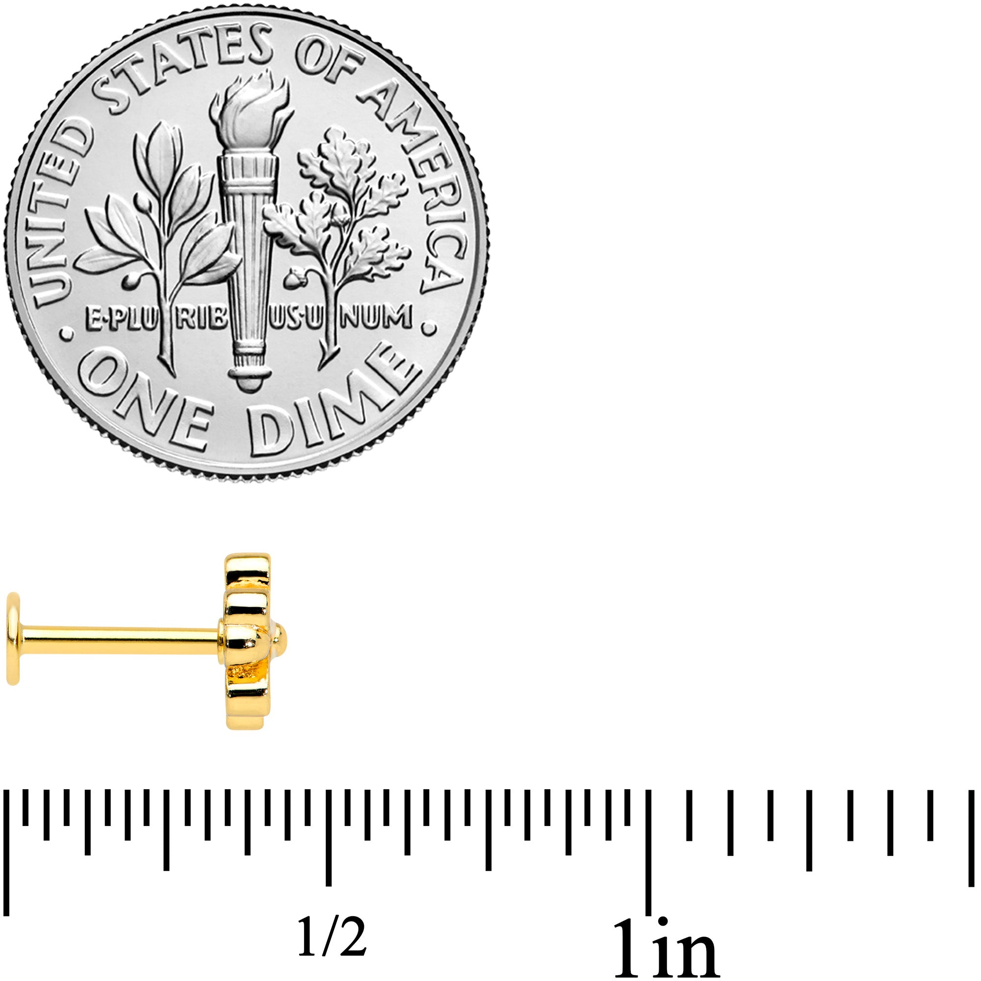 16G 5/16 Gold Hue White Texture Daisy Flower Labret Monroe Tragus