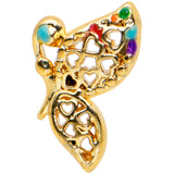 20 Gauge 7mm Gold Tone Hearts Butterfly L Shape Nose Ring