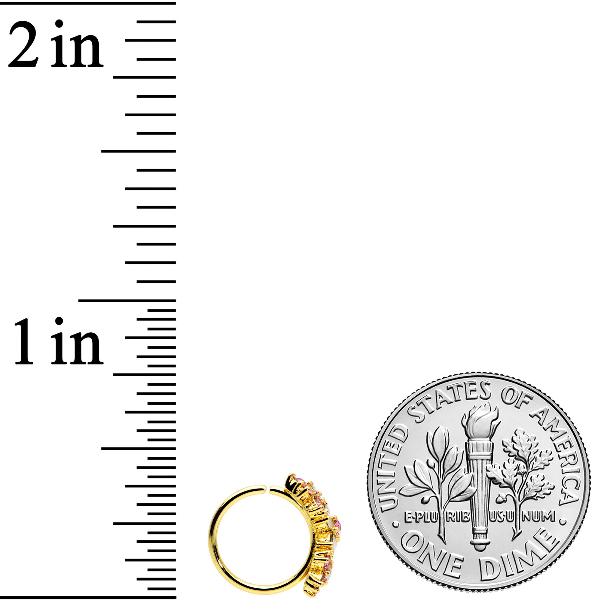 20G 5/16 White Faux Opal Gold Tone Flowers Nose Hoop