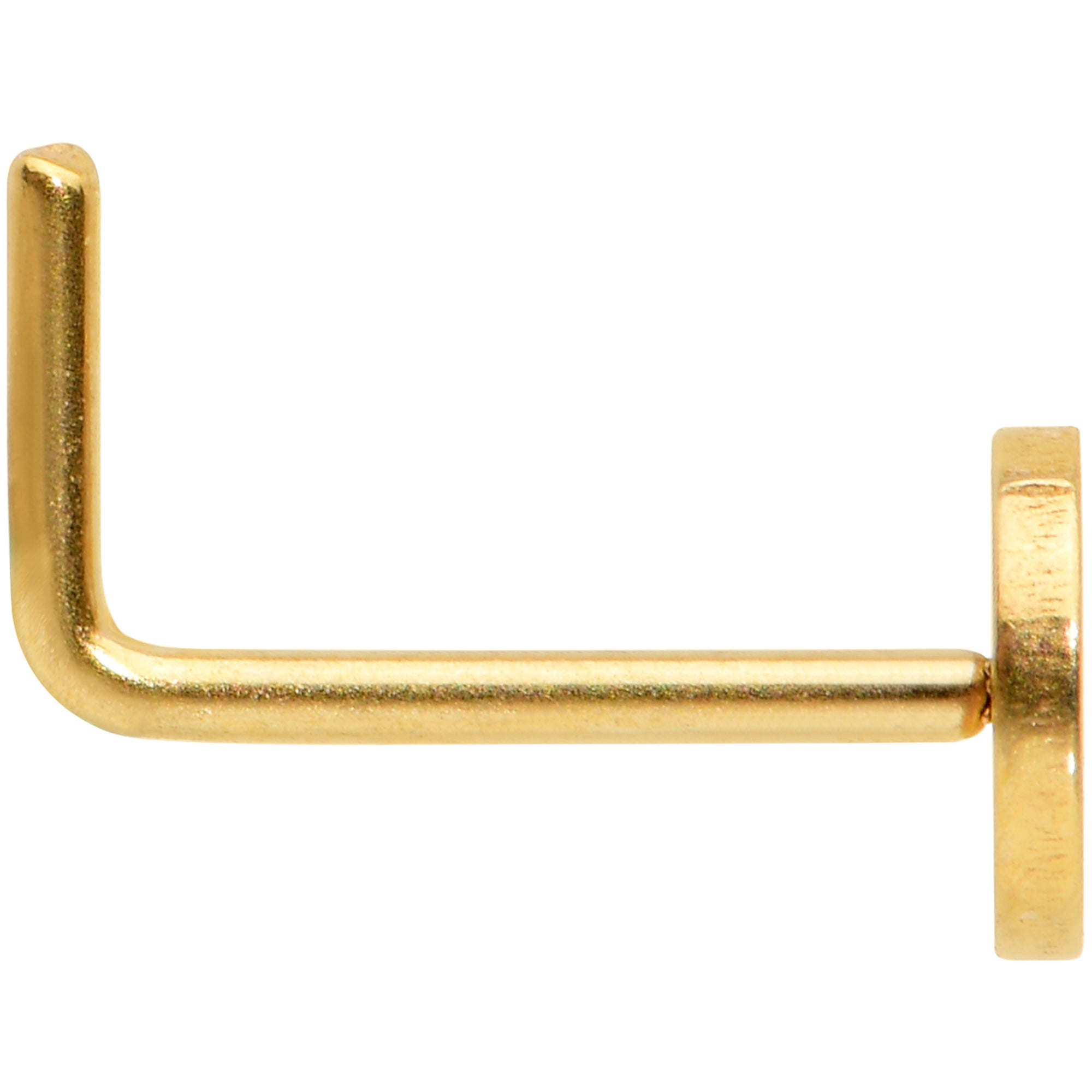 20G 1/4 Gold Tone Simple Peace Sign L Shape Nose Ring