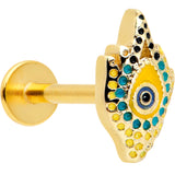 16 Gauge 5/16 Gold Tone Bold Peacock Feather Labret Monroe Tragus