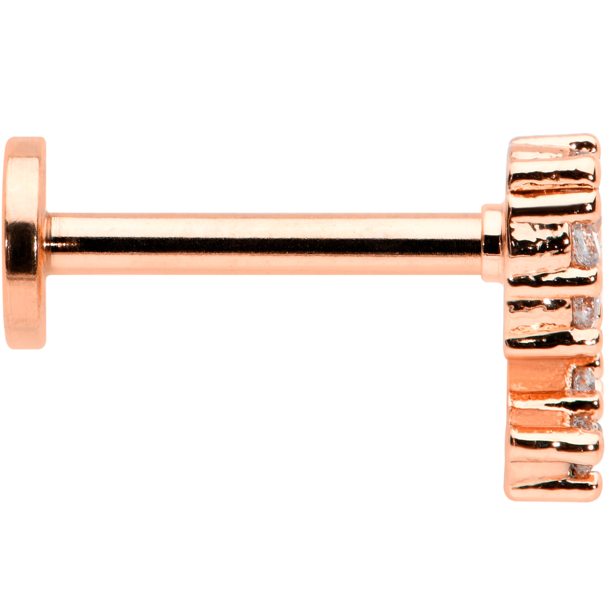 16G 5/16 CZ Gem Rosy Hue Half Heart Internal Thread Labret Tragus