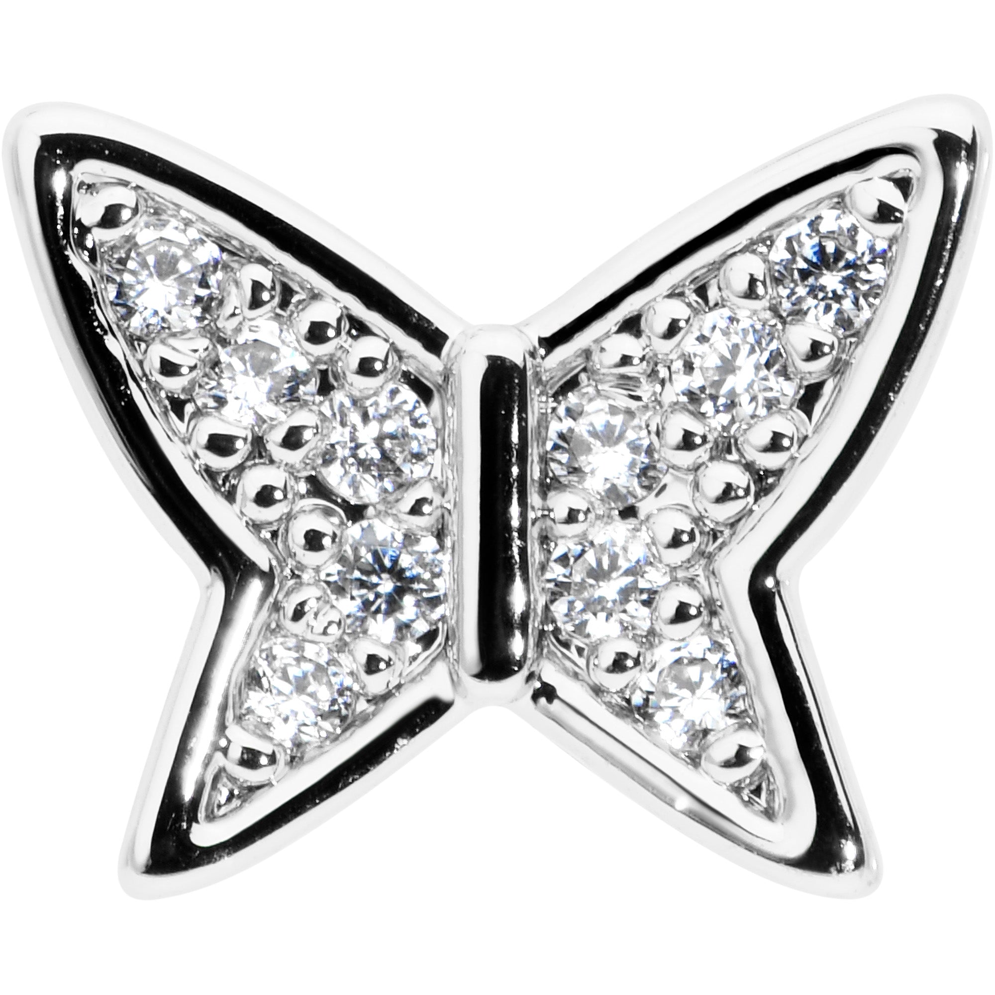 16G 5/16 Clear CZ Gem Butterfly Internally Threaded Labret Tragus