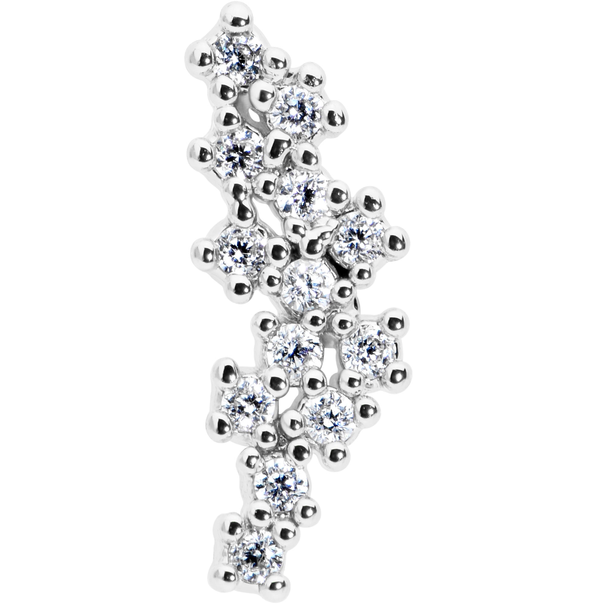 16G 1/4 Clear CZ Gem Texture Arc Internal Thread Labret Tragus